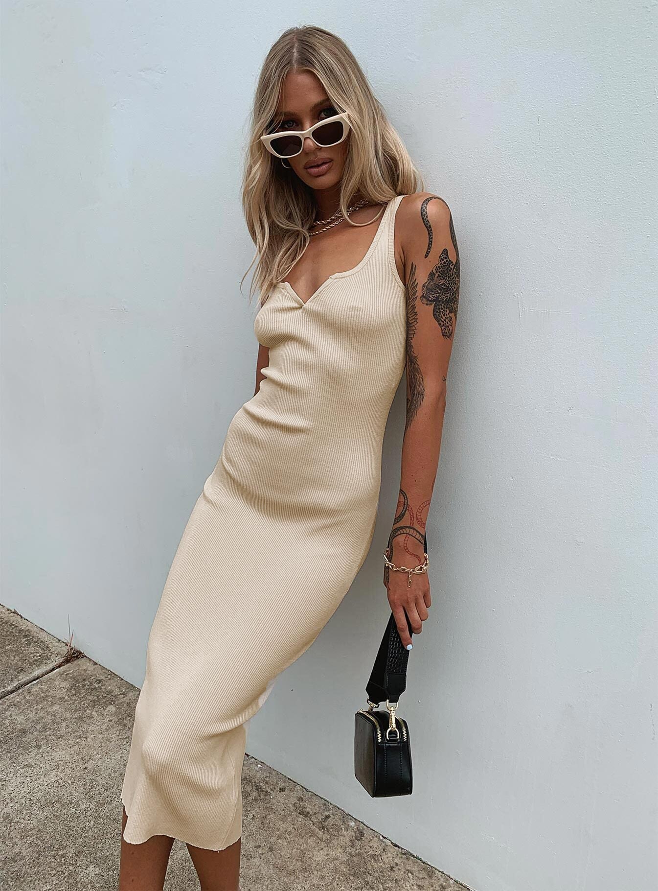 Ingrid Midi Dress Beige