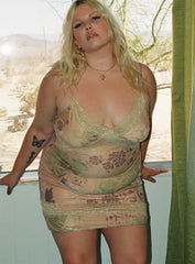 Dance Free Mini Dress Multi / Green Curve