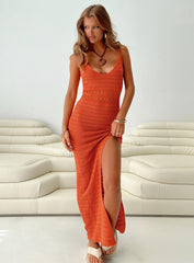 Lysandre Crochet Maxi Dress Orange