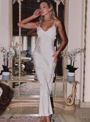 Isbell Satin Maxi Dress White