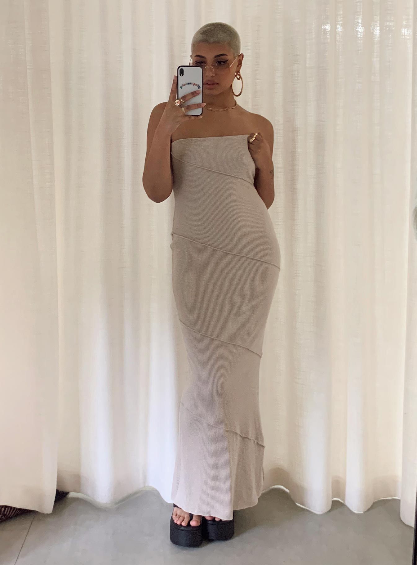 Oscar Midi Dress Beige