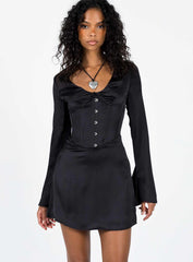 Gael Long Sleeve Mini Dress Black