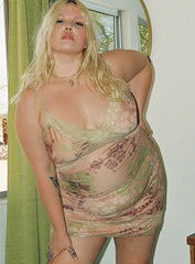Dance Free Mini Dress Multi / Green Curve