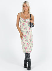 Noda Midi Dress Yellow / Pink Floral