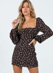 Lyndon Long Sleeve Mini Dress Brown