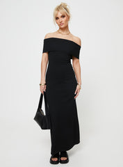Lassey Off The Shoulder Knit Maxi Dress Black