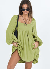 Lorna Long Sleeve Mini Dress Sage