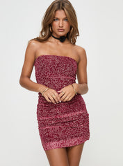 Capucine Strapless Mini Dress Red Floral
