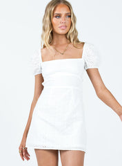 Havena Anglaise Mini Dress White