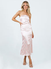Barnsley Strapless Midi Dress Pink / Floral