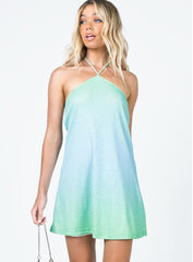 Geo Mini Dress Blue / Green