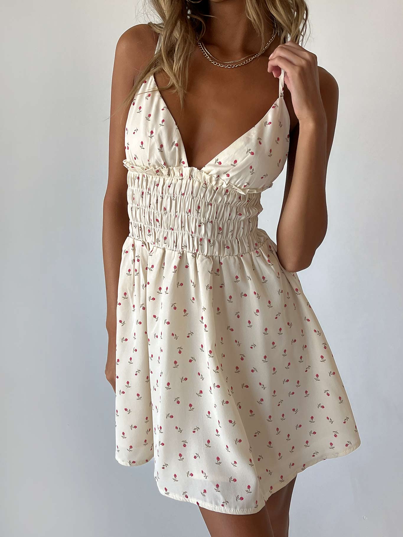 Roza Mini Dress Beige Petite