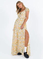 Masuda Maxi Dress Yellow Floral