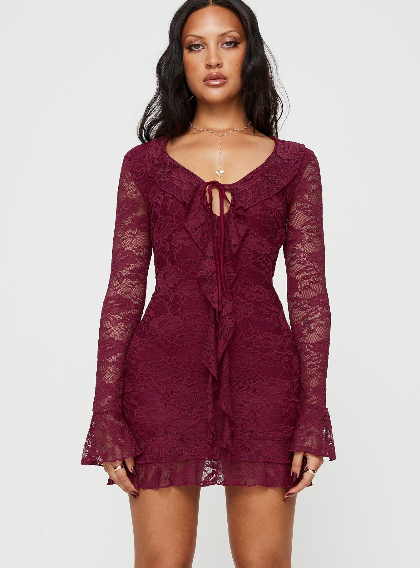 Sidonie Long Sleeve Mini Dress Red