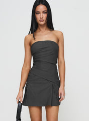 Belleza Strapless Mini Dress Slate Grey