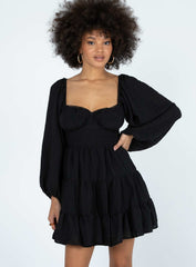 Danny Long Sleeve Mini Dress Black