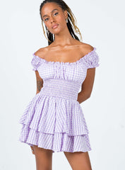 The Love Galore Playsuit Purple Gingham