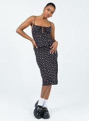 Noda Midi Dress Black / Floral