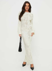 Coolibah Long Sleeve Maxi Dress Cream
