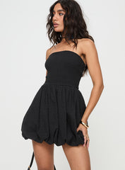 Serenele Strapless Bubble Hem Mini Dress Black