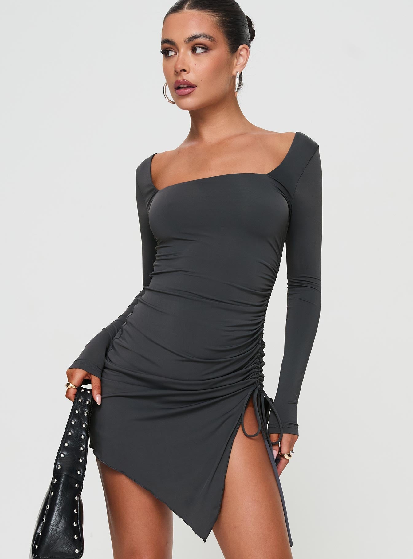 Caprani Long Sleeve Mini Dress Grey