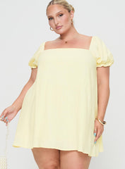 Beyond Linen Blend Mini Dress Yellow Curve