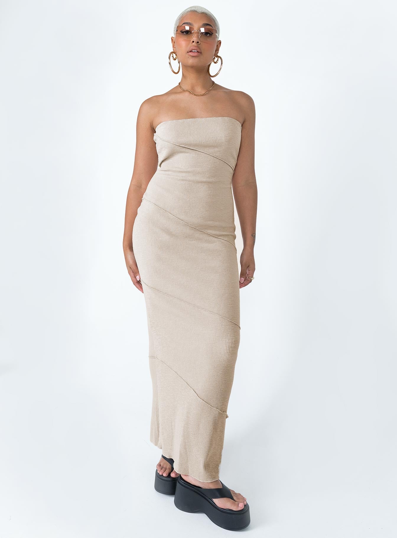 Oscar Midi Dress Beige