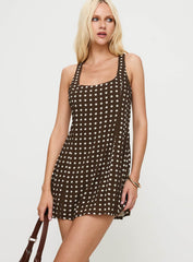 Serina Polka Mini Dress Brown / White