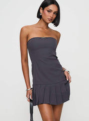 Twin Flame Strapless Mini Dress Slate Grey