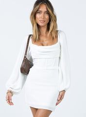 Lillie Long Sleeve Mini Dress White Tall