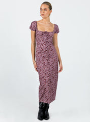 Motel Larson Dress 90s Floral Burgundy