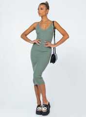 Oxford Midi Dress Green