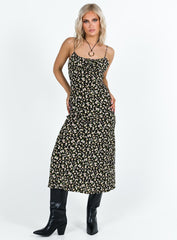 Kaplan Midi Dress Black / White Floral