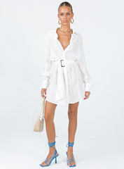 Bilari Textured Fabric Shirt Dress White