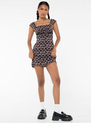 Aylin Floral Mini Dress Red Multi