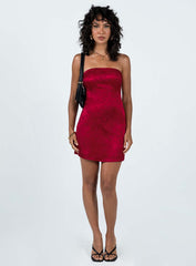 Ramie Strapless Mini Dress Burgundy