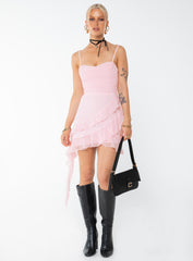 Sopha Frill Mini Dress Pink