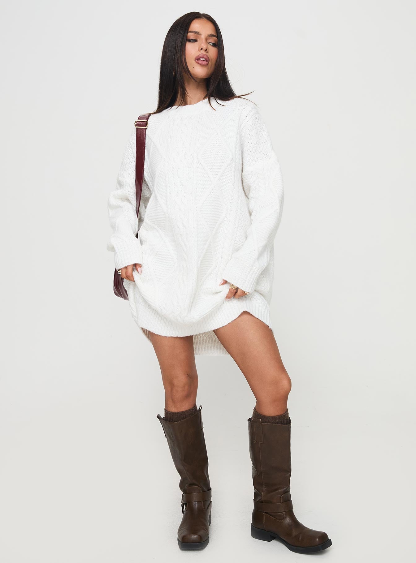 Canlish Sweater Mini Dress Cream