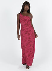 Chika One Shoulder Maxi Dress Red