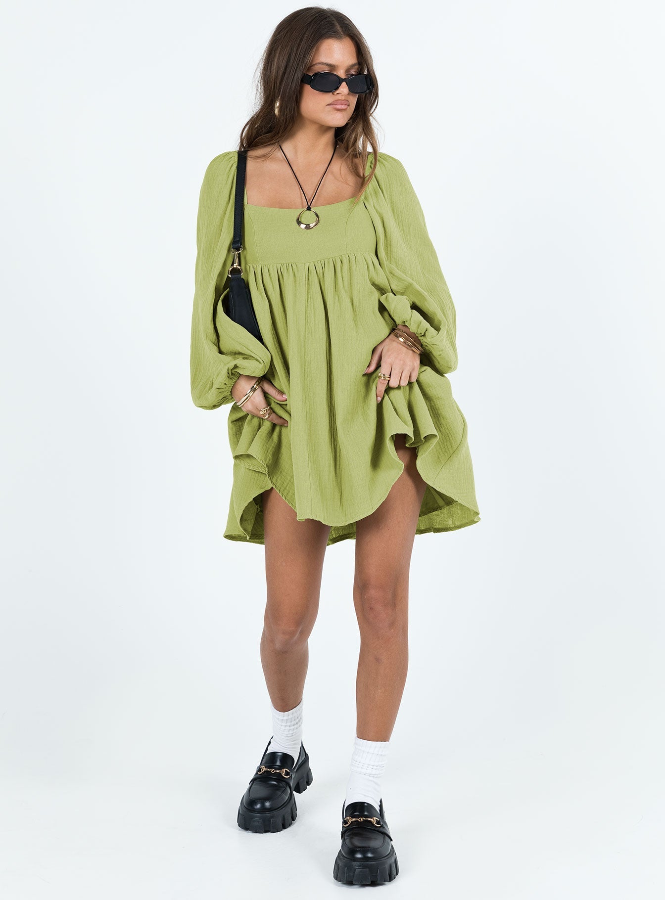 Lorna Long Sleeve Mini Dress Sage