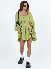 Lorna Long Sleeve Mini Dress Sage