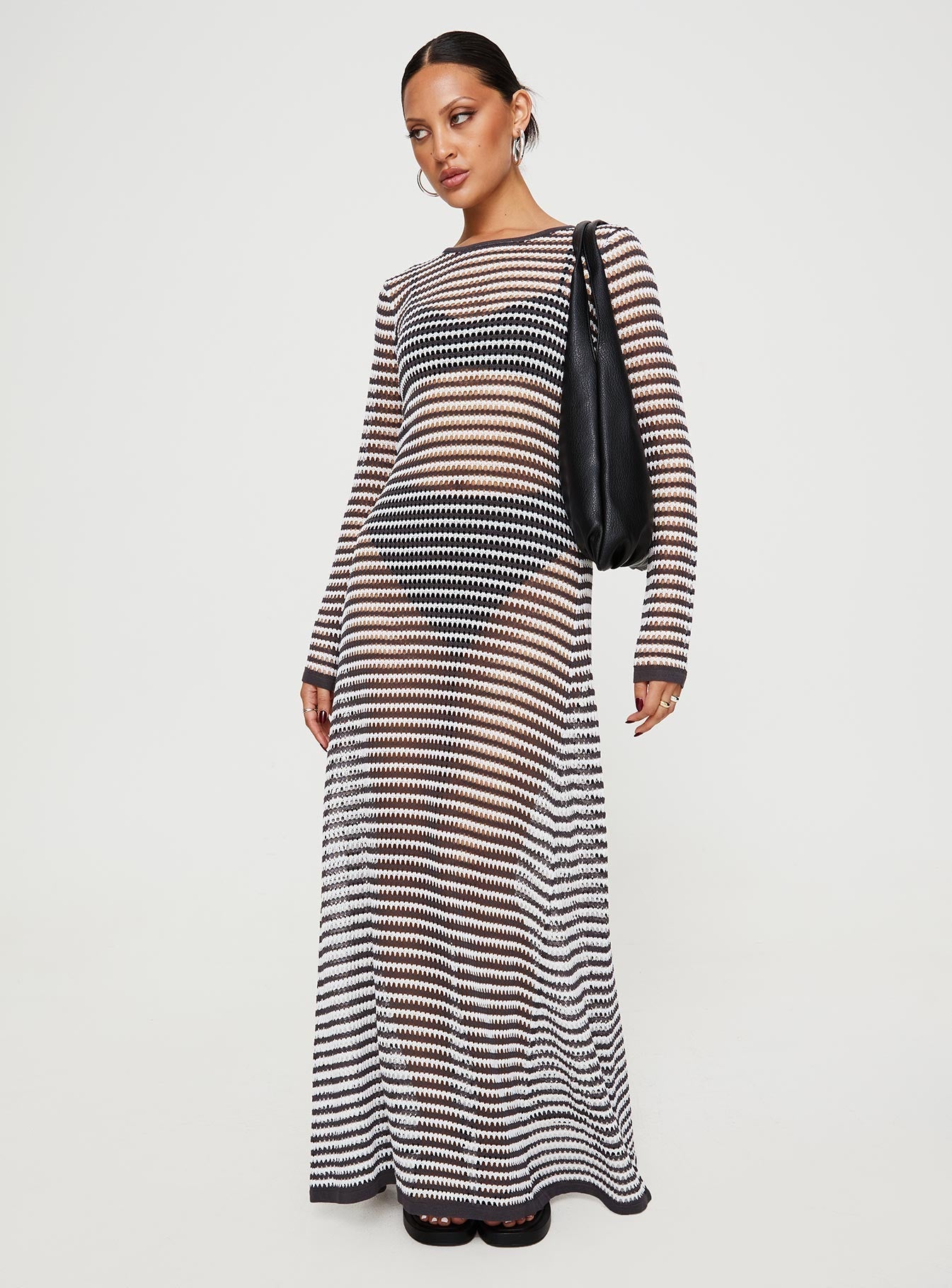 Ikaris Long Sleeve Maxi Dress Grey / White