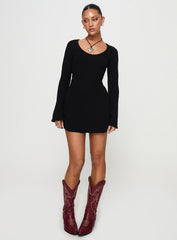 Best Interest Long Sleeve Mini Dress Black