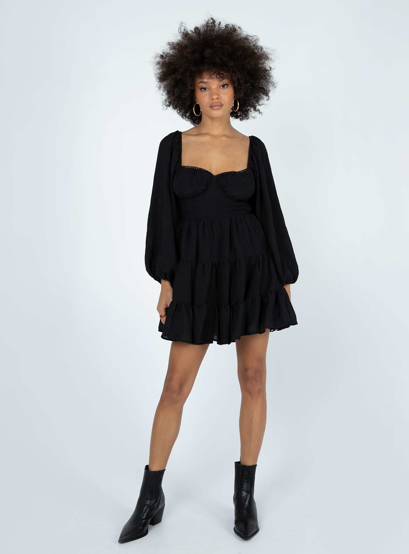Danny Long Sleeve Mini Dress Black