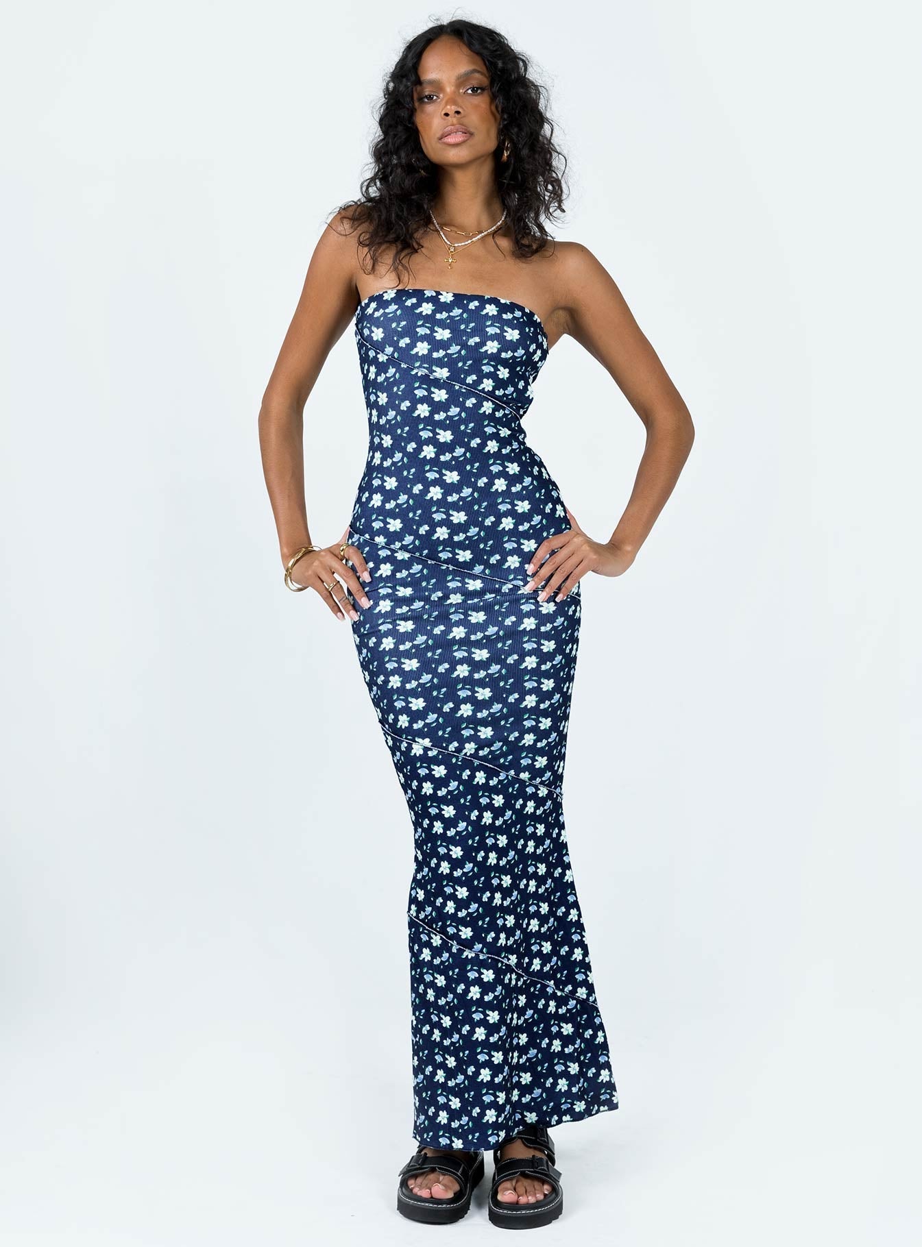 Oscar Midi Dress Navy Floral