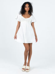 Derena Crochet Bust Mini Dress White