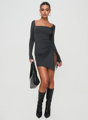 Caprani Long Sleeve Mini Dress Grey