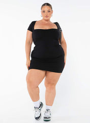 Nolan Short Sleeve Mini Dress Black Curve