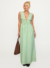 Pokey Maxi Dress Green Stripe