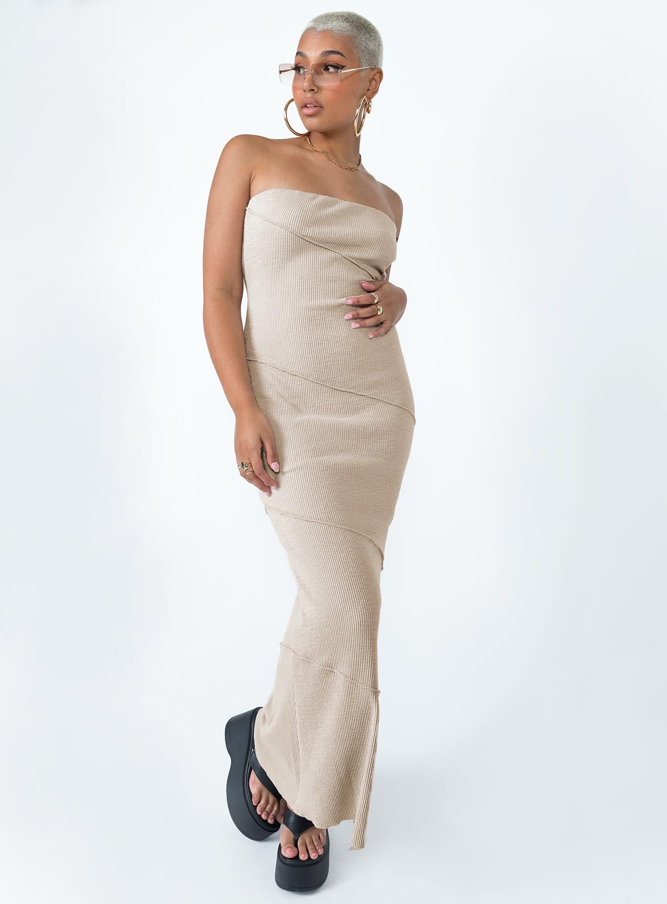 Oscar Midi Dress Beige